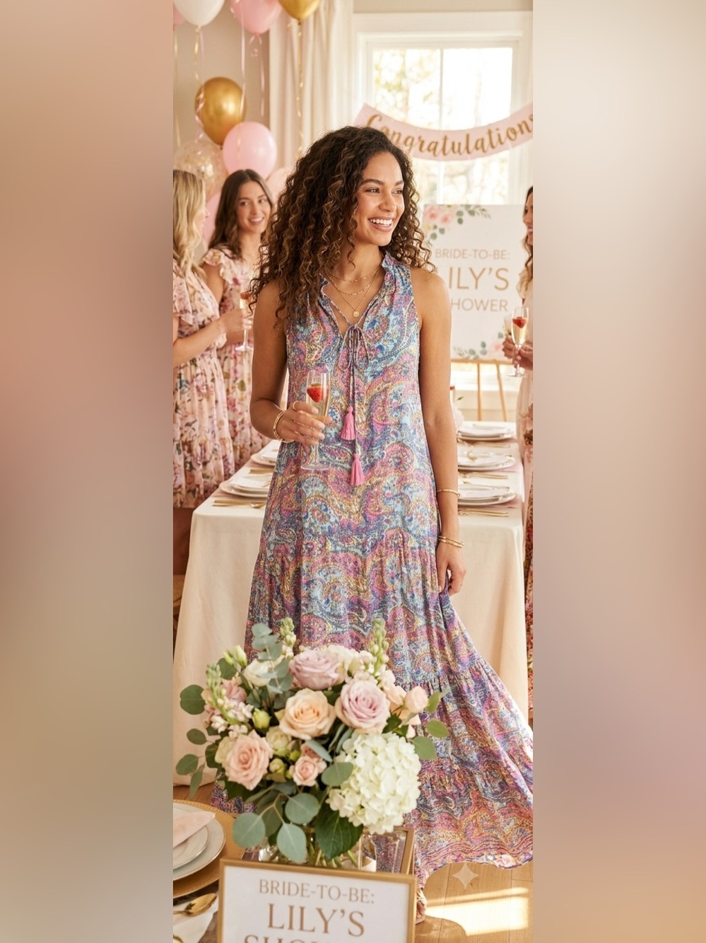 Boemos Paisley Maxi Tiered Boho Dress from Revolve. Size Large NWT